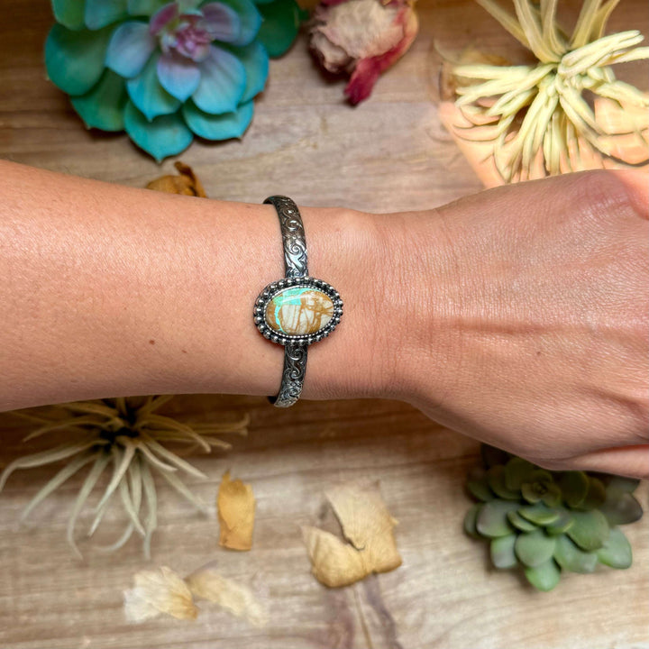 MJ Royston Turquoise Sterling Silver Cuff – Medium Stone cuff Shopify Collective The Bijoux FAB Jewelry The Bijoux FAB Jewelry