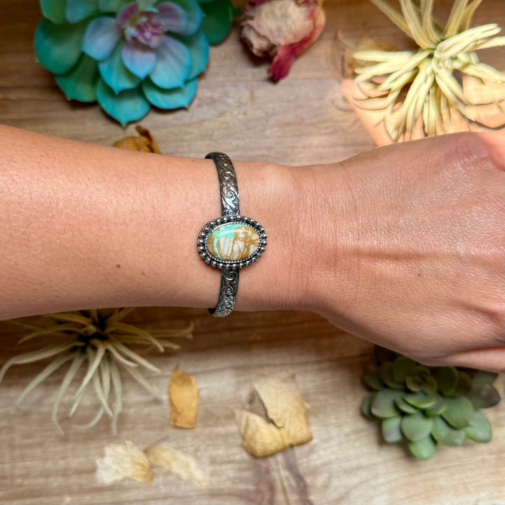 MJ Royston Turquoise Sterling Silver Cuff – Medium Stone cuff Shopify Collective The Bijoux FAB Jewelry The Bijoux FAB Jewelry