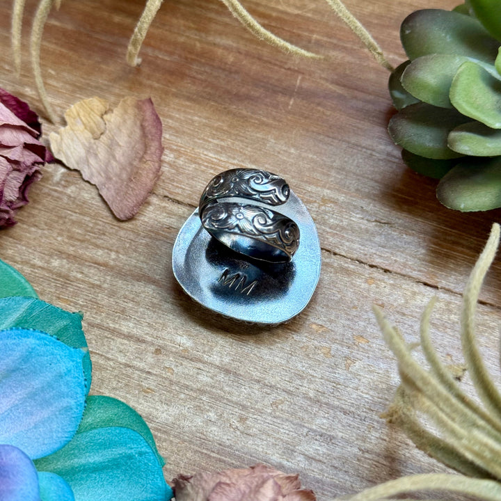 MJ Blue Turquoise Ring – Sterling Silver Adjustable Band Ring Shopify Collective The Bijoux FAB Jewelry The Bijoux FAB Jewelry
