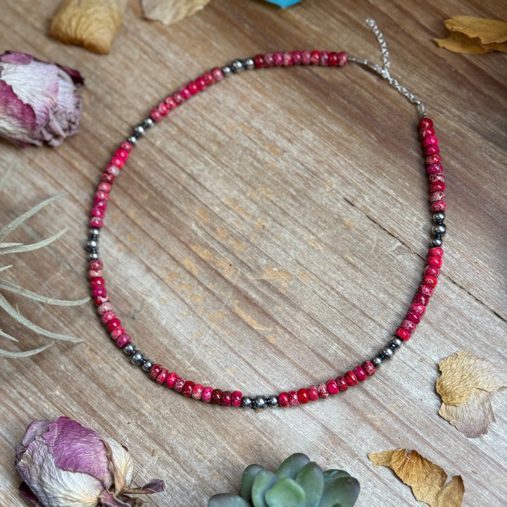 Pink Variscite & Sterling Pearl Necklace 17.5” Necklaces Shopify Collective The Bijoux FAB Jewelry The Bijoux FAB Jewelry