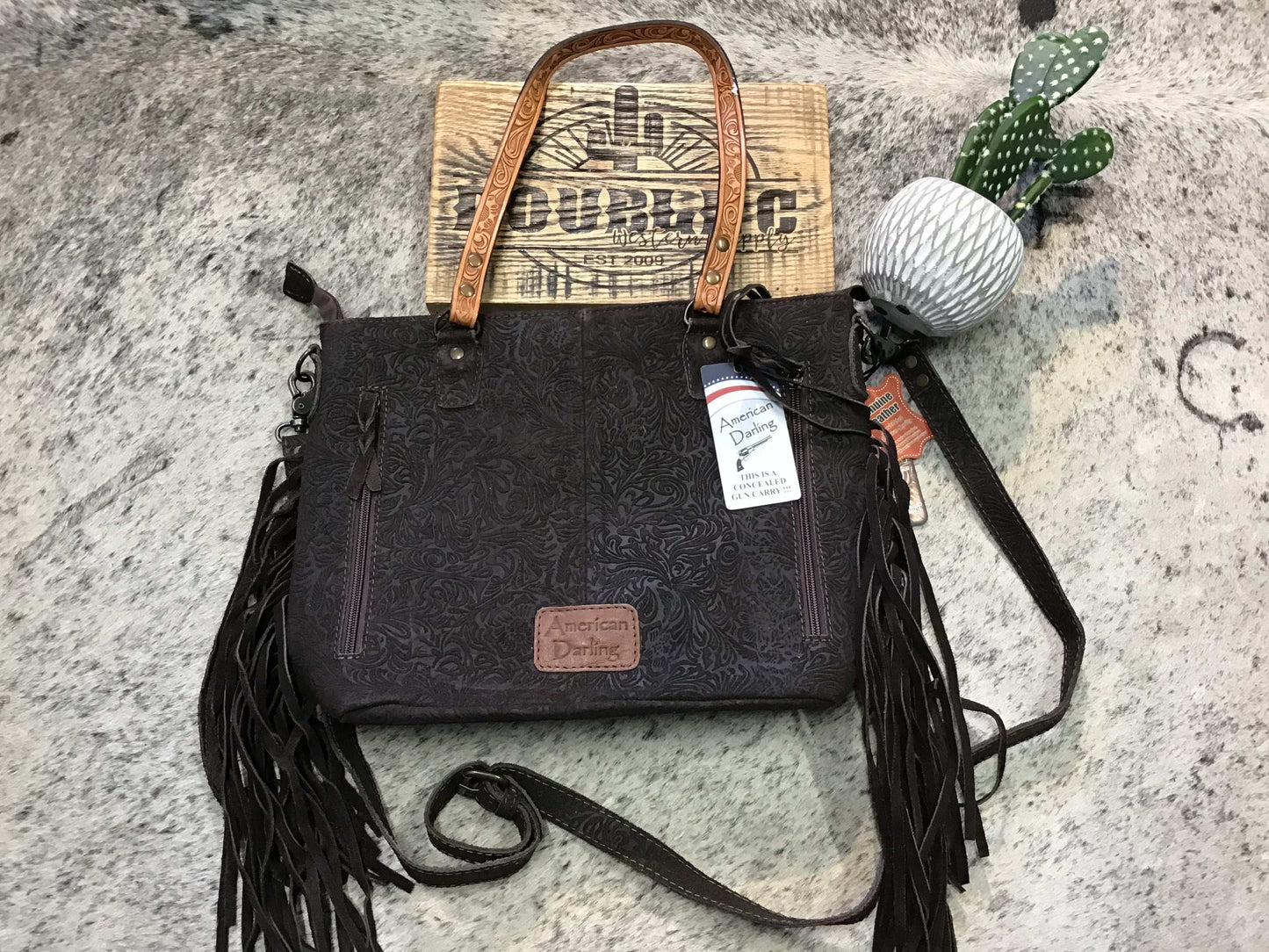 Tote Embossed Genuine Western Leather Women Bag Purse Women's american darling