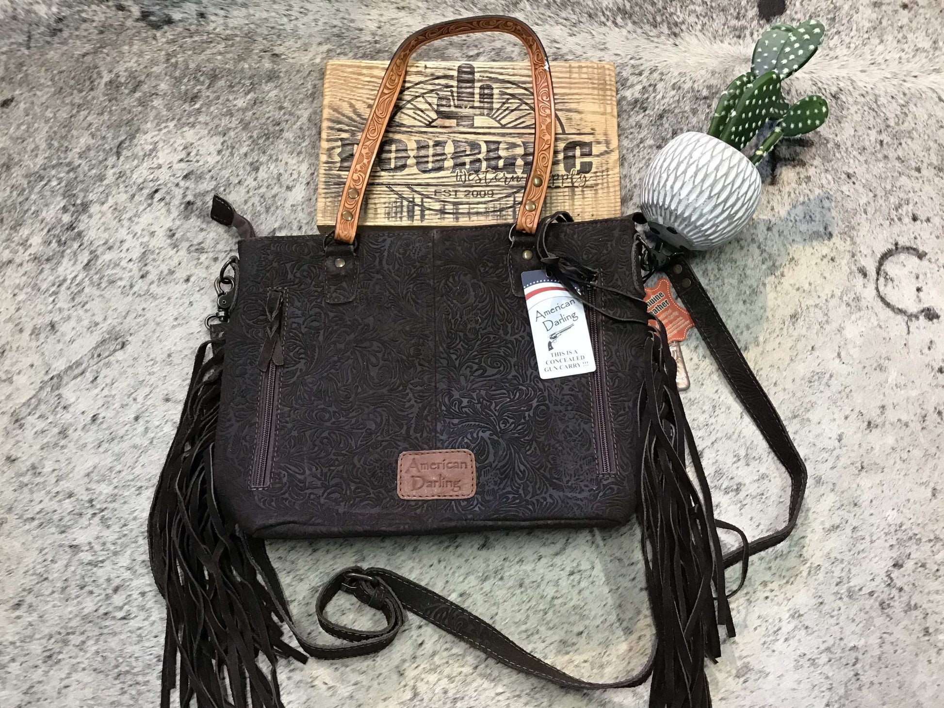 Tote Embossed Genuine Western Leather Women Bag Purse Women's american darling