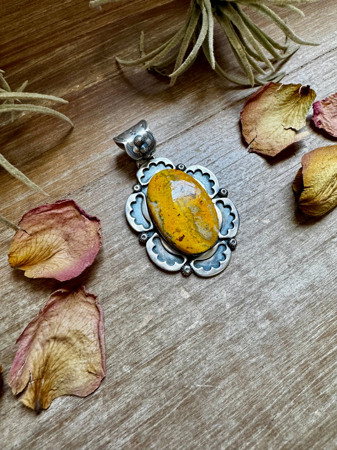 Bumblebee Jasper Pendant – Sterling Silver, Bright Yellow Pendant Shopify Collective The Bijoux FAB Jewelry The Bijoux FAB Jewelry