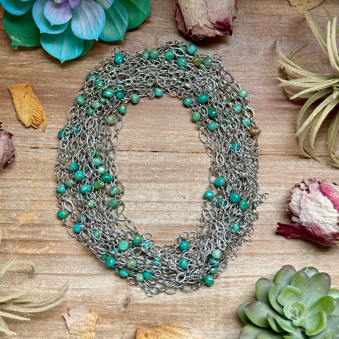 Turquoise Chain Necklace – 14" – Silver Plated Chains Shopify Collective The Bijoux FAB Jewelry The Bijoux FAB Jewelry