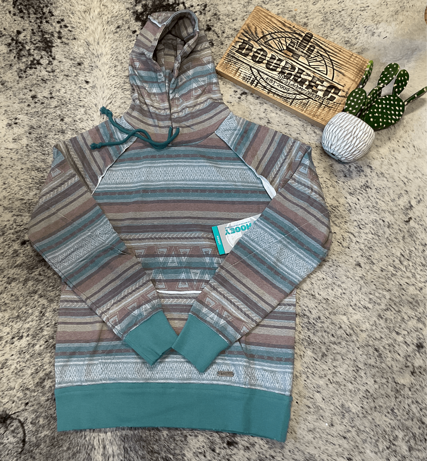 Hooey Ladies Turquoise/Tan Serape Legendary Hoodie Double C Western Supply