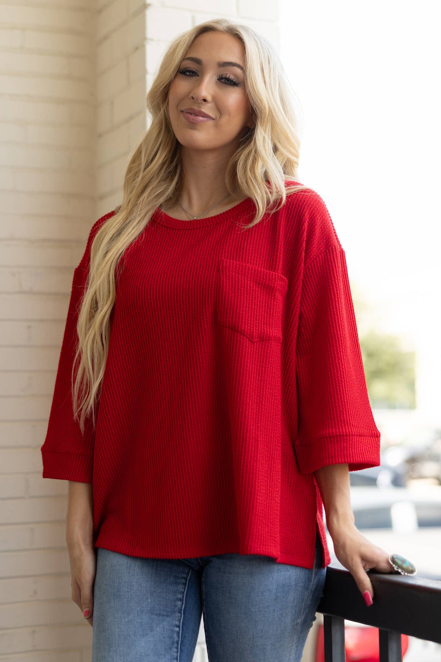 Ribbed 3/4 Sleeve Knit Top Andrée by Unit