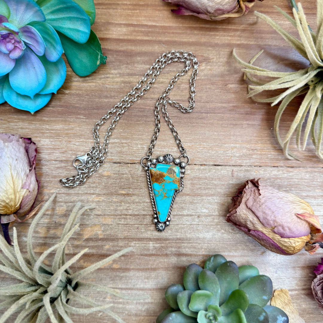 106 - Sterling Silver Kingman Turquoise Lightning Bolt Fixed Chain Necklace by Jason Ogg Necklaces Shopify Collective The Bijoux FAB Jewelry The Bijoux FAB Jewelry