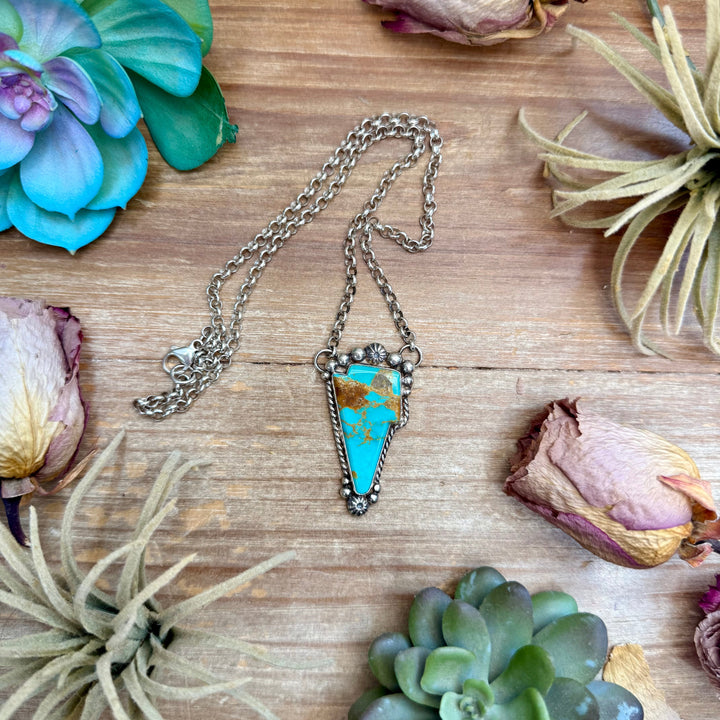 106 - Sterling Silver Kingman Turquoise Lightning Bolt Fixed Chain Necklace by Jason Ogg Necklaces Shopify Collective The Bijoux FAB Jewelry The Bijoux FAB Jewelry