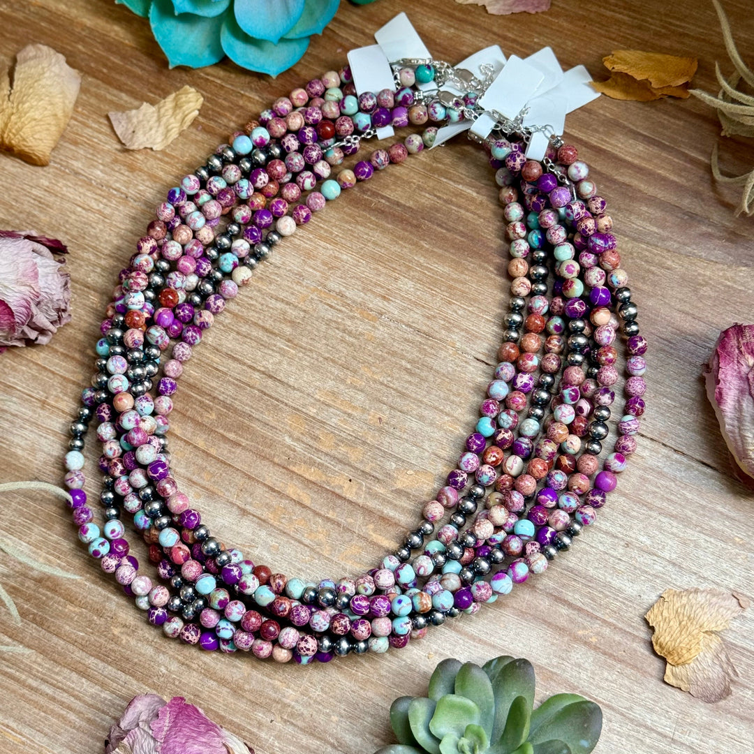 Purple Variscite & Sterling Pearl Necklace 18.25” Necklaces Shopify Collective The Bijoux FAB Jewelry The Bijoux FAB Jewelry