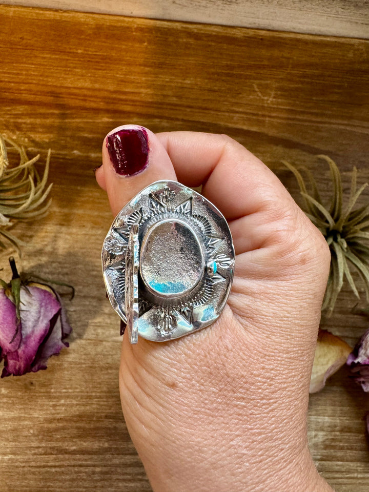 Adjustable Cowboy Hat Ring – Kingman Turquoise – Sterling Silver – Navajo Handmade by Robby Manuelito – USA ring Shopify Collective The Bijoux FAB Jewelry The Bijoux FAB Jewelry