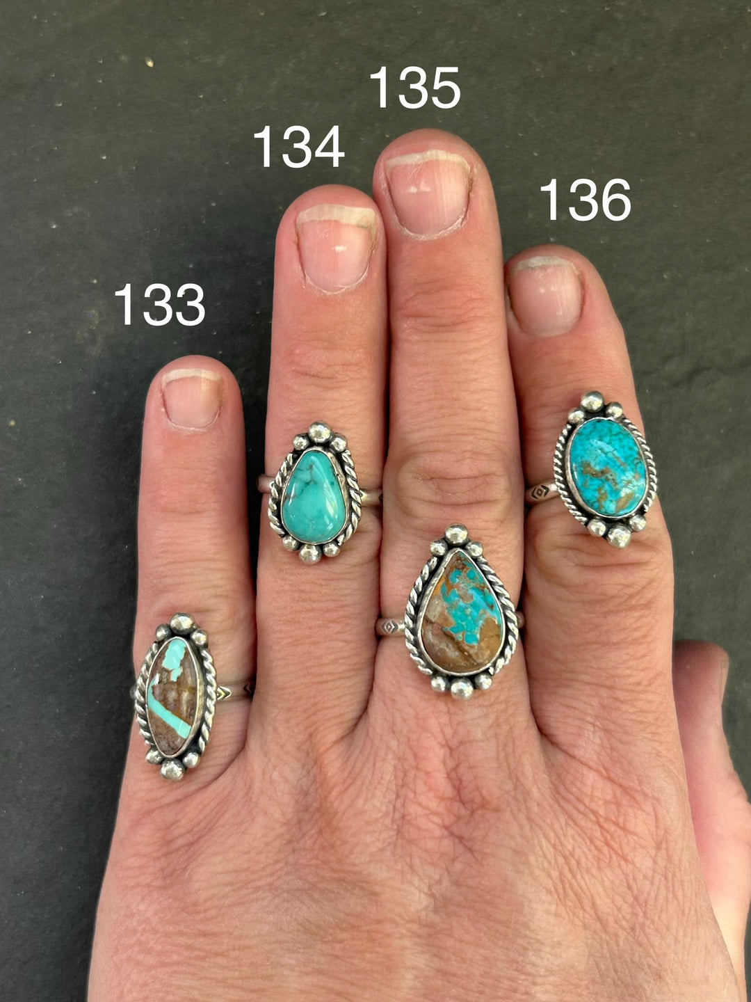 133 - Sterling Silver Ribbon Royston Turquoise Medicine Man Eye Stamped Stacking Ring by Jason Ogg Ring Shopify Collective The Bijoux FAB Jewelry The Bijoux FAB Jewelry