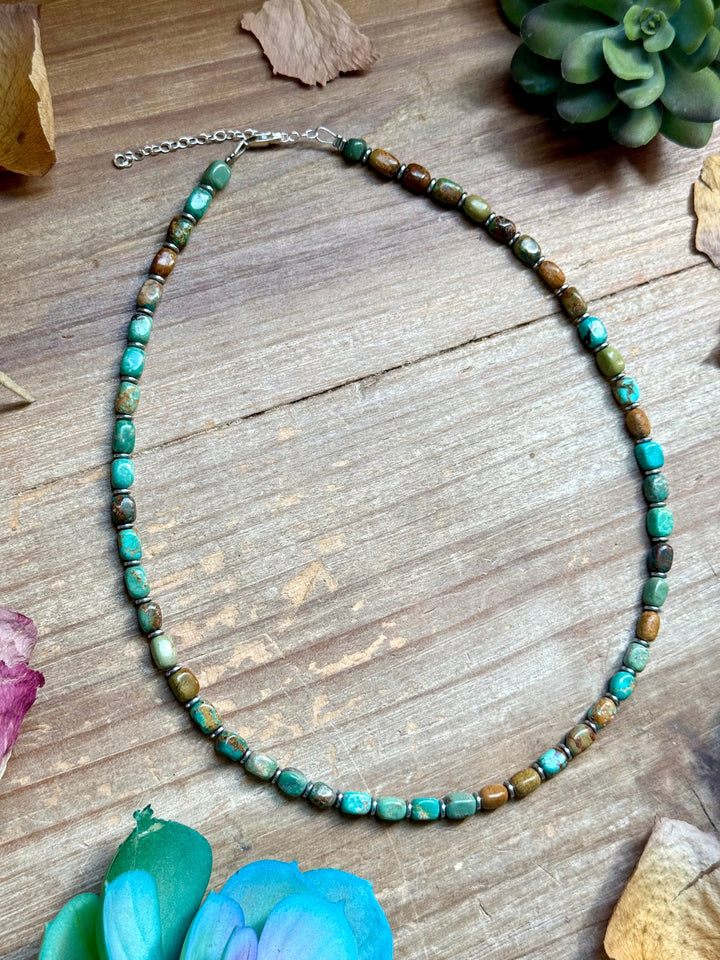 18” Turquoise Tube Necklace – Sterling Silver & Hematite Necklaces Shopify Collective The Bijoux FAB Jewelry The Bijoux FAB Jewelry