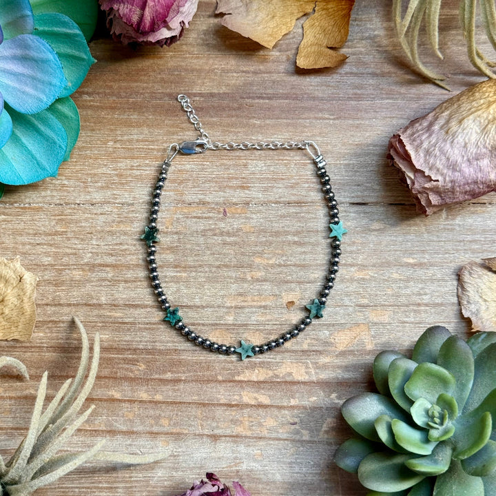 African Turquoise Onyx Star Bracelet with Sterling Silver Pearls Bracelets Shopify Collective The Bijoux FAB Jewelry The Bijoux FAB Jewelry