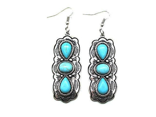 Western Turquoise Earring Earrings Silver Snowing West