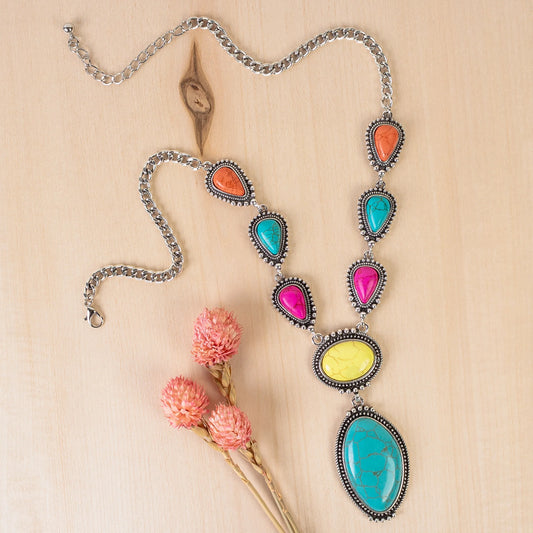 Squash Blossom Necklace - Multi 92010 NECKLACE Double C Western Supply