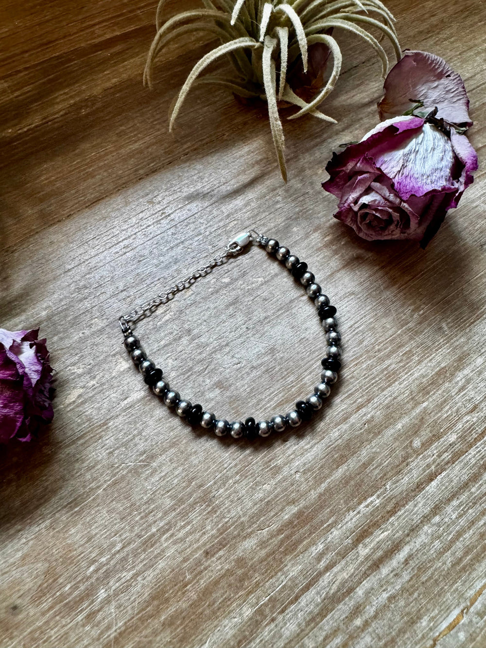 Black Onyx & Sterling Silver Pearl Bracelet – 5mm Bracelets Shopify Collective The Bijoux FAB Jewelry The Bijoux FAB Jewelry