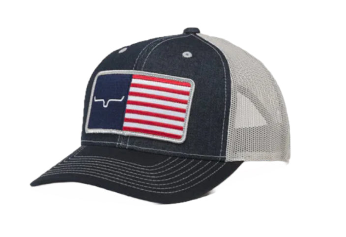 Kimes Ranch Unisex American Trucker Denim Snapback Hat caps kimes Kimes