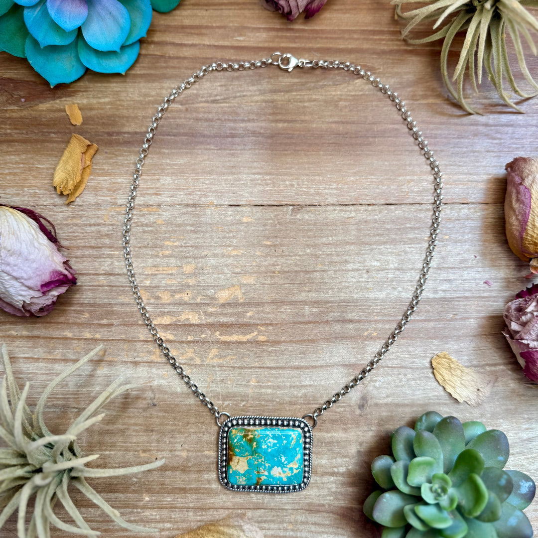 105 - Sterling Silver Pilot Mountain Turquoise Bar Necklace by Jason Ogg Necklaces Shopify Collective The Bijoux FAB Jewelry The Bijoux FAB Jewelry