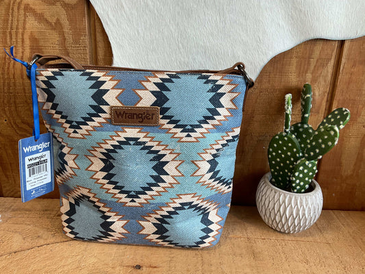 Wrangler Aztec Distressed Print Dual Sided Hobo/Crossbody WG221-918 Purse Jean Montana West