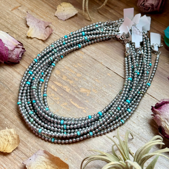 15” Variscite Turquoise Heishi Necklace – 4mm Silver Plated beads Necklaces Shopify Collective The Bijoux FAB Jewelry The Bijoux FAB Jewelry