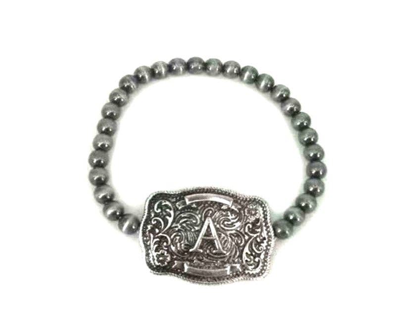 Western Buckle Initial Stretch Bracelet A Snowing West