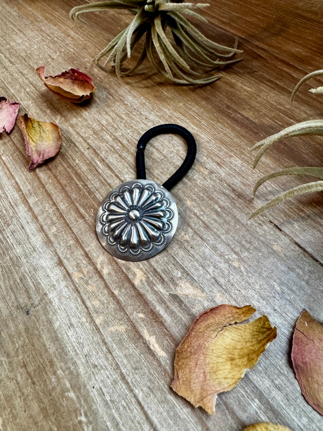 Sterling Silver Hair Tie – Stamped Concho Detail hair ties Shopify Collective The Bijoux FAB Jewelry The Bijoux FAB Jewelry