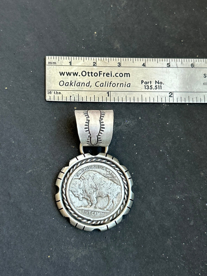 Sterling Silver Buffalo Nickel Pendant – Rope Border – Artist Jason Ogg Pendant Shopify Collective The Bijoux FAB Jewelry The Bijoux FAB Jewelry