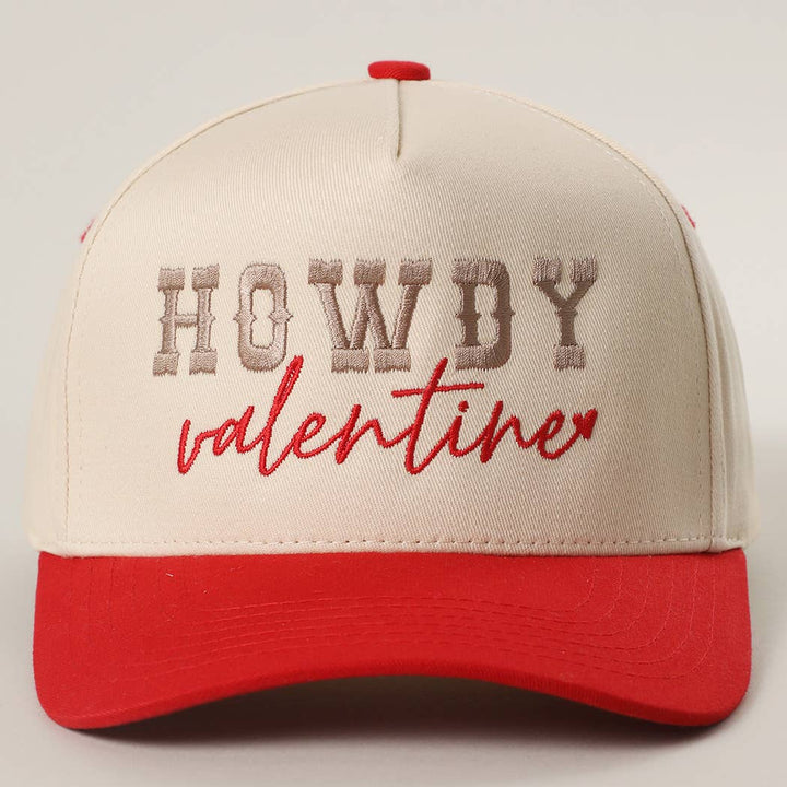 Howdy Valentine Embroidery Two-Tone Trucker Hat Cap One Size RED Fashion City