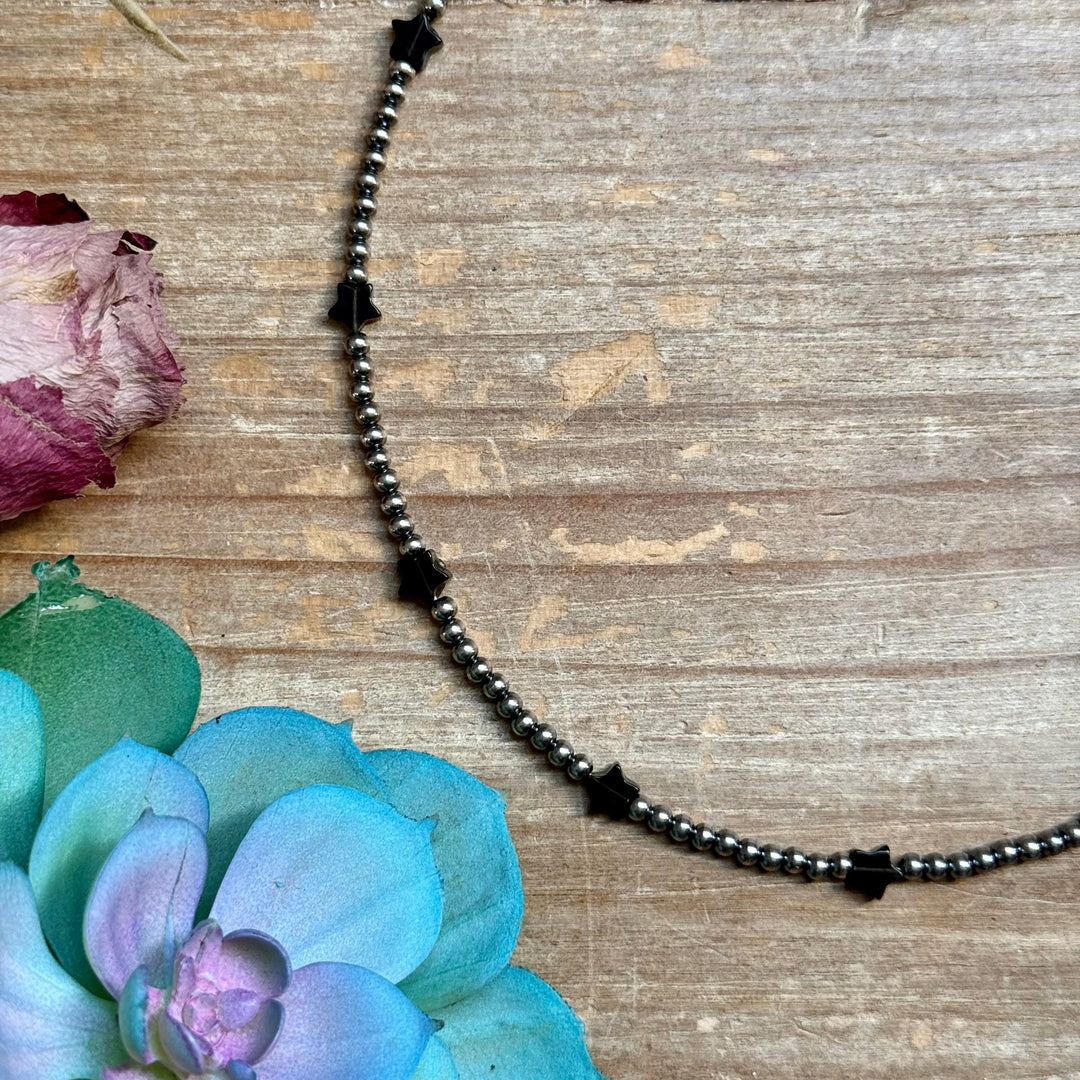 15” Black Onyx Star Necklace – Sterling Silver Pearls Necklaces Shopify Collective The Bijoux FAB Jewelry The Bijoux FAB Jewelry