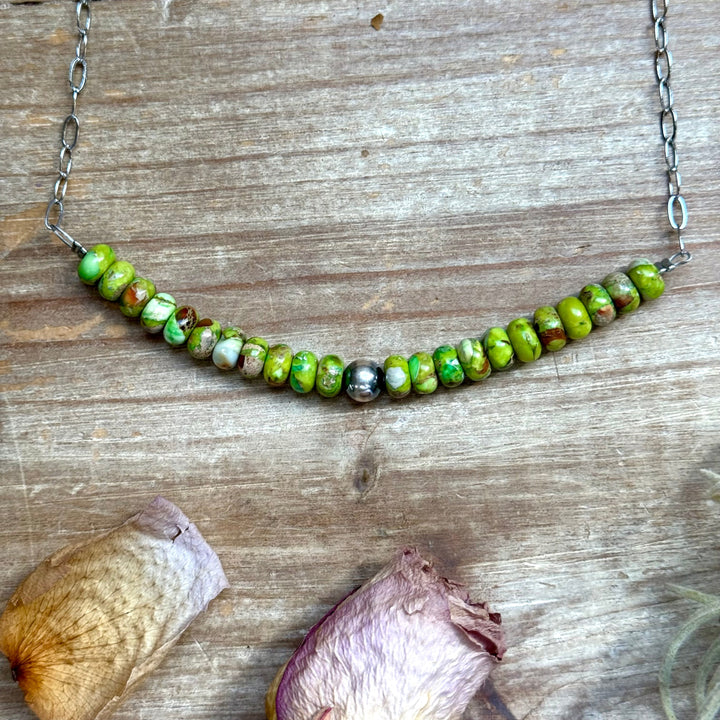 16” Green Variscite Paperclip Necklace – Sterling Silver Accent Necklaces Shopify Collective The Bijoux FAB Jewelry The Bijoux FAB Jewelry