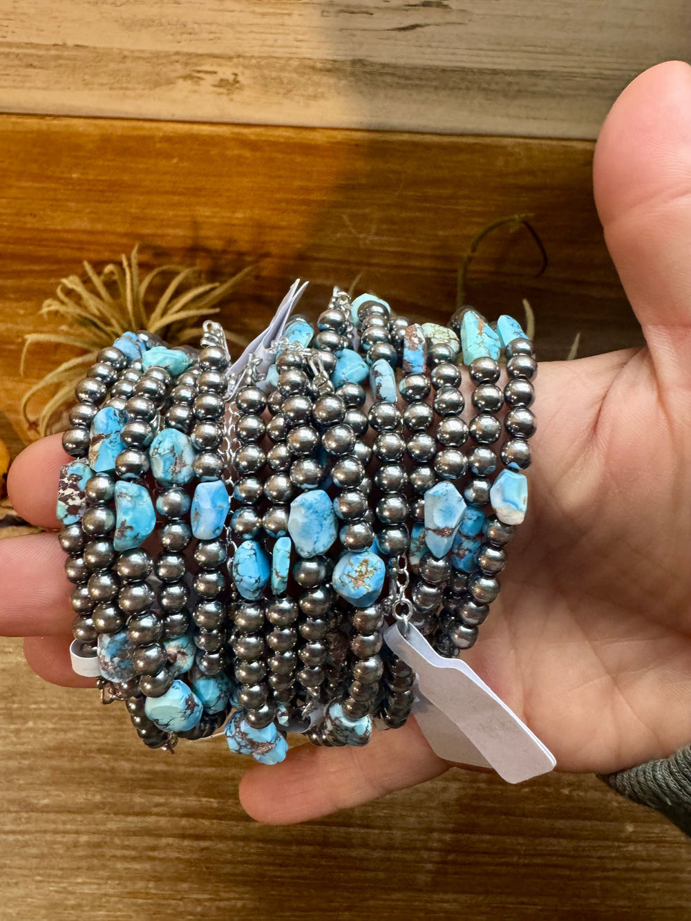 Golden Hill Turquoise Bracelet – 5mm Sterling Silver Pearls Bracelets Shopify Collective The Bijoux FAB Jewelry The Bijoux FAB Jewelry