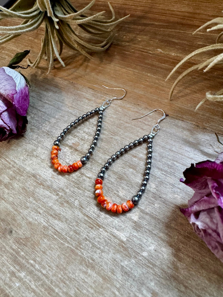 Orange Spiny Oyster Earrings – Sterling Silver Pearls Earrings Shopify Collective The Bijoux FAB Jewelry The Bijoux FAB Jewelry