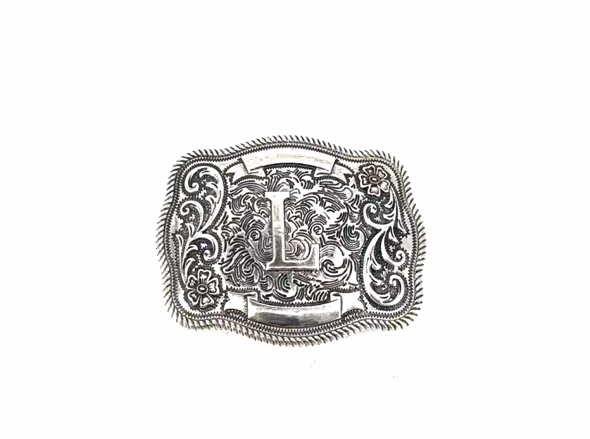 Western Filigree Initial Belt Buckle Belt L Snowing West