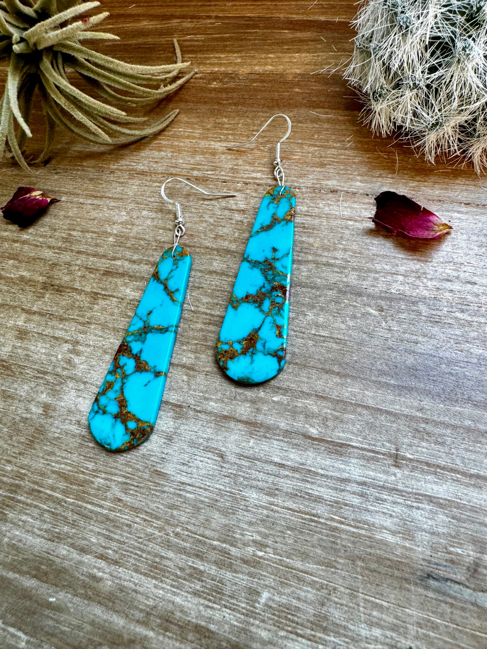 Turquoise block white tear drop earrings Earrings Shopify Collective The Bijoux FAB Jewelry The Bijoux FAB Jewelry