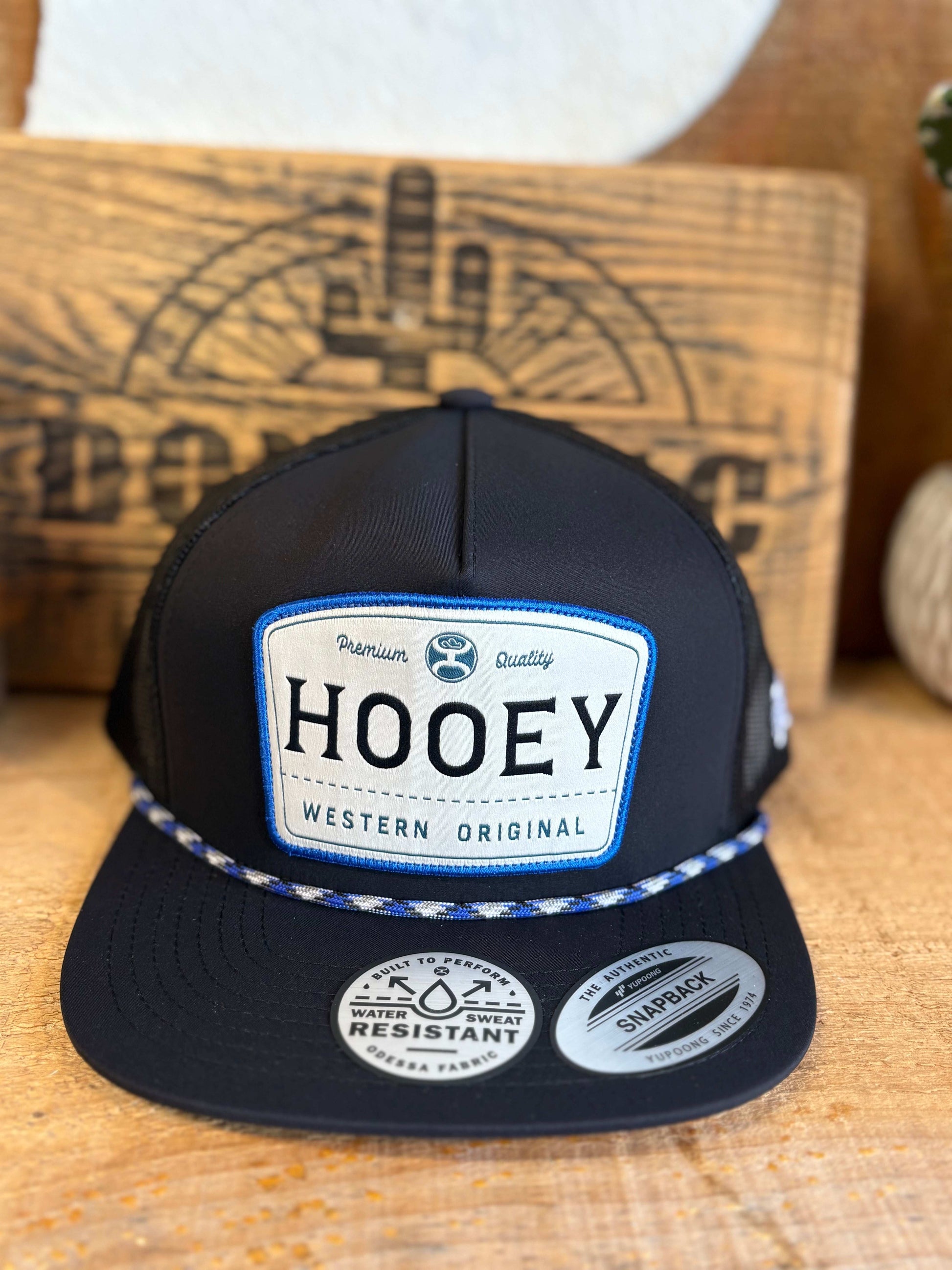 Hooey 5-Panel Trucker Cap with White and Blue 2558T-BK Cap Hooey