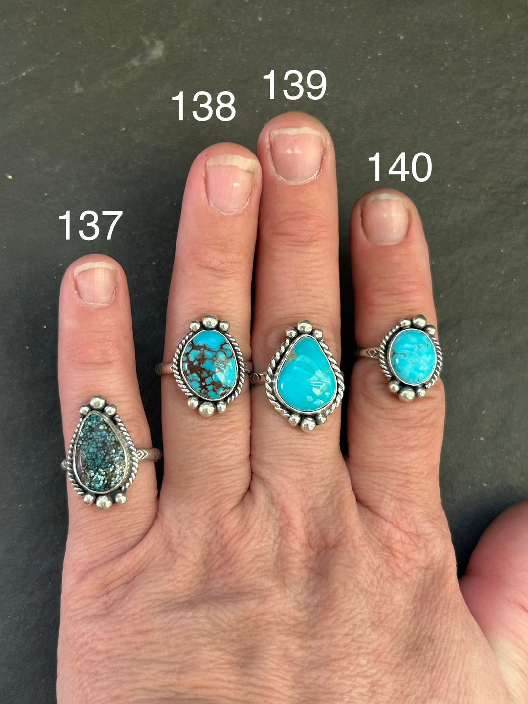 140 - Sterling Silver Kingman Turquoise Medicine Man Eye Stamped Stacking Ring by Jason Ogg ring Shopify Collective The Bijoux FAB Jewelry The Bijoux FAB Jewelry