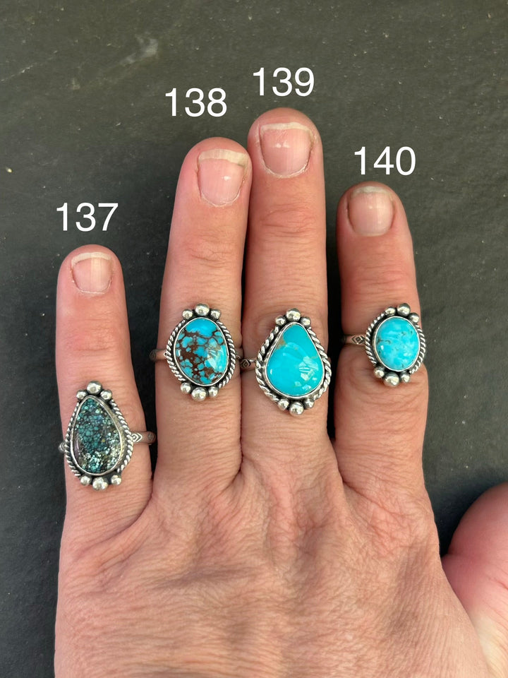 140 - Sterling Silver Kingman Turquoise Medicine Man Eye Stamped Stacking Ring by Jason Ogg ring Shopify Collective The Bijoux FAB Jewelry The Bijoux FAB Jewelry