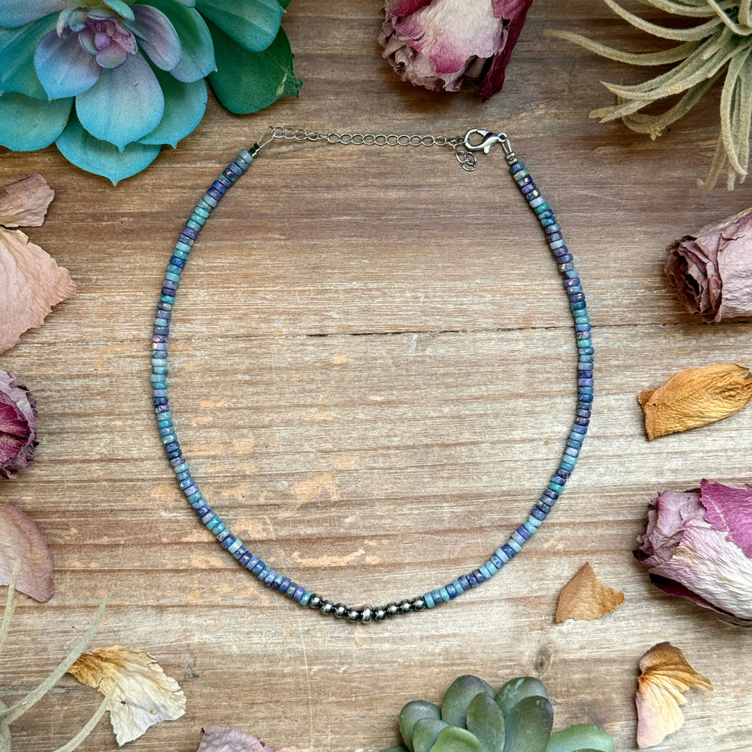 Sterling Silver Pearls choker and Purple Dolomite Heishi Necklaces Shopify Collective The Bijoux FAB Jewelry The Bijoux FAB Jewelry