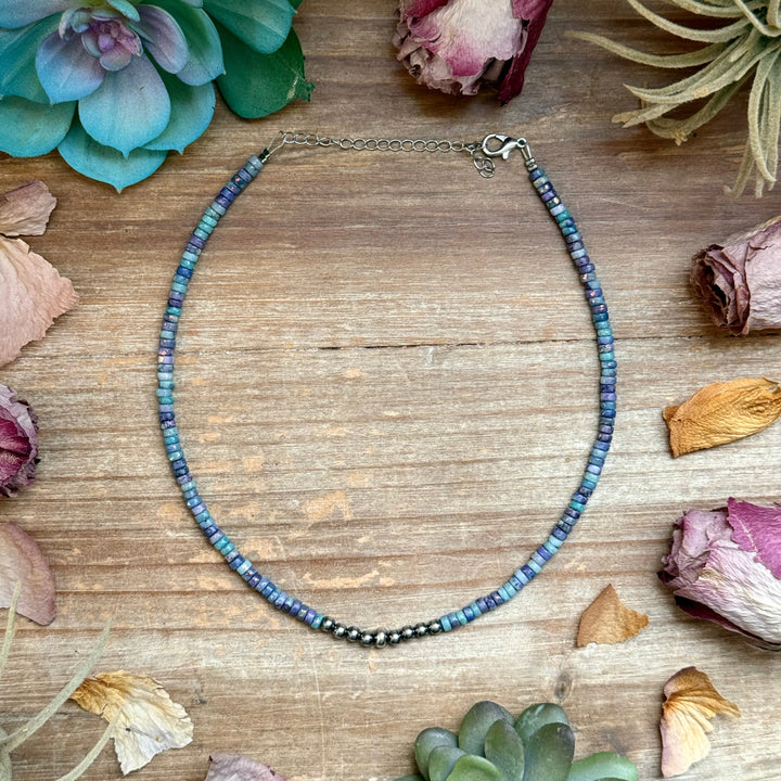 Sterling Silver Pearls choker and Purple Dolomite Heishi Necklaces Shopify Collective The Bijoux FAB Jewelry The Bijoux FAB Jewelry