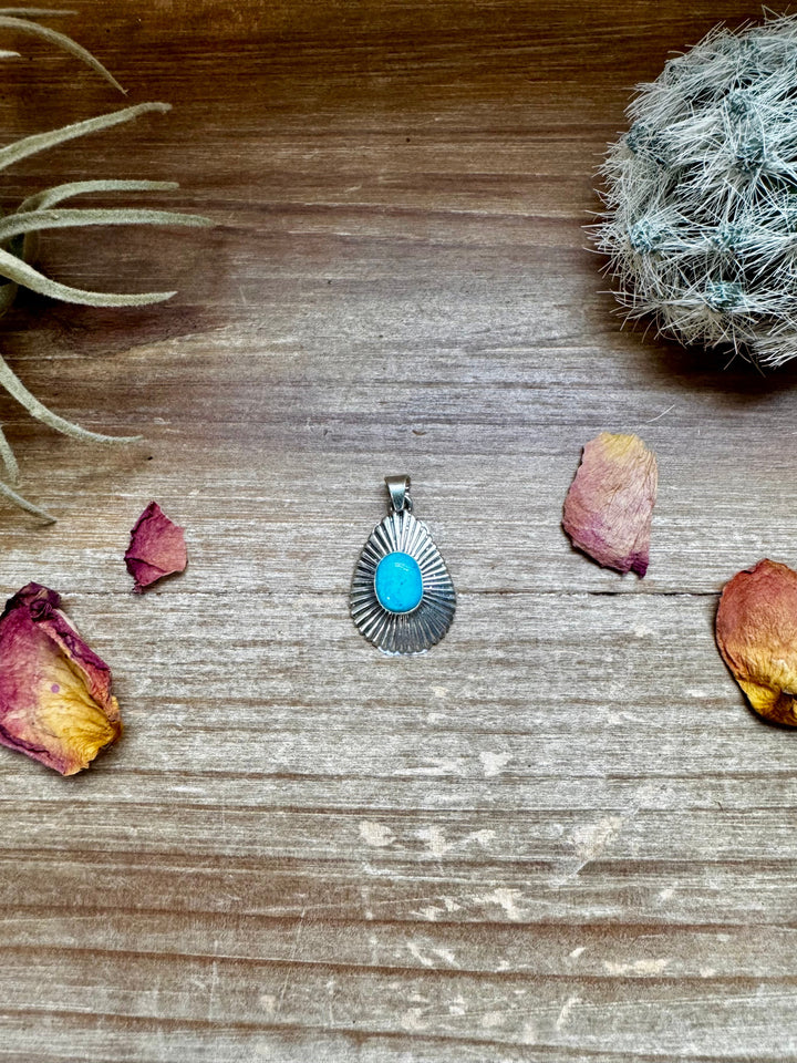 Teardrop Pendant - sterling silver with Kingman turquoise Pendant Shopify Collective The Bijoux FAB Jewelry The Bijoux FAB Jewelry