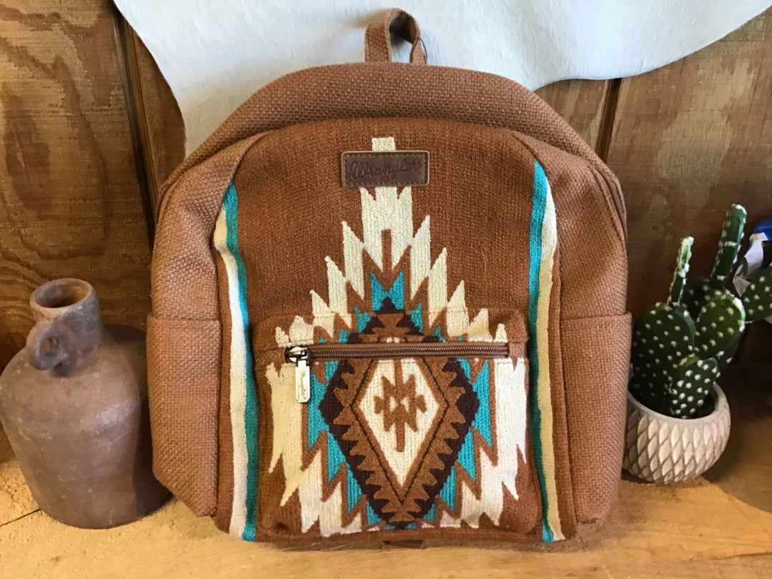 Wrangler Southwestern Knitted Backpack Brown Backpack Women's Wrangler