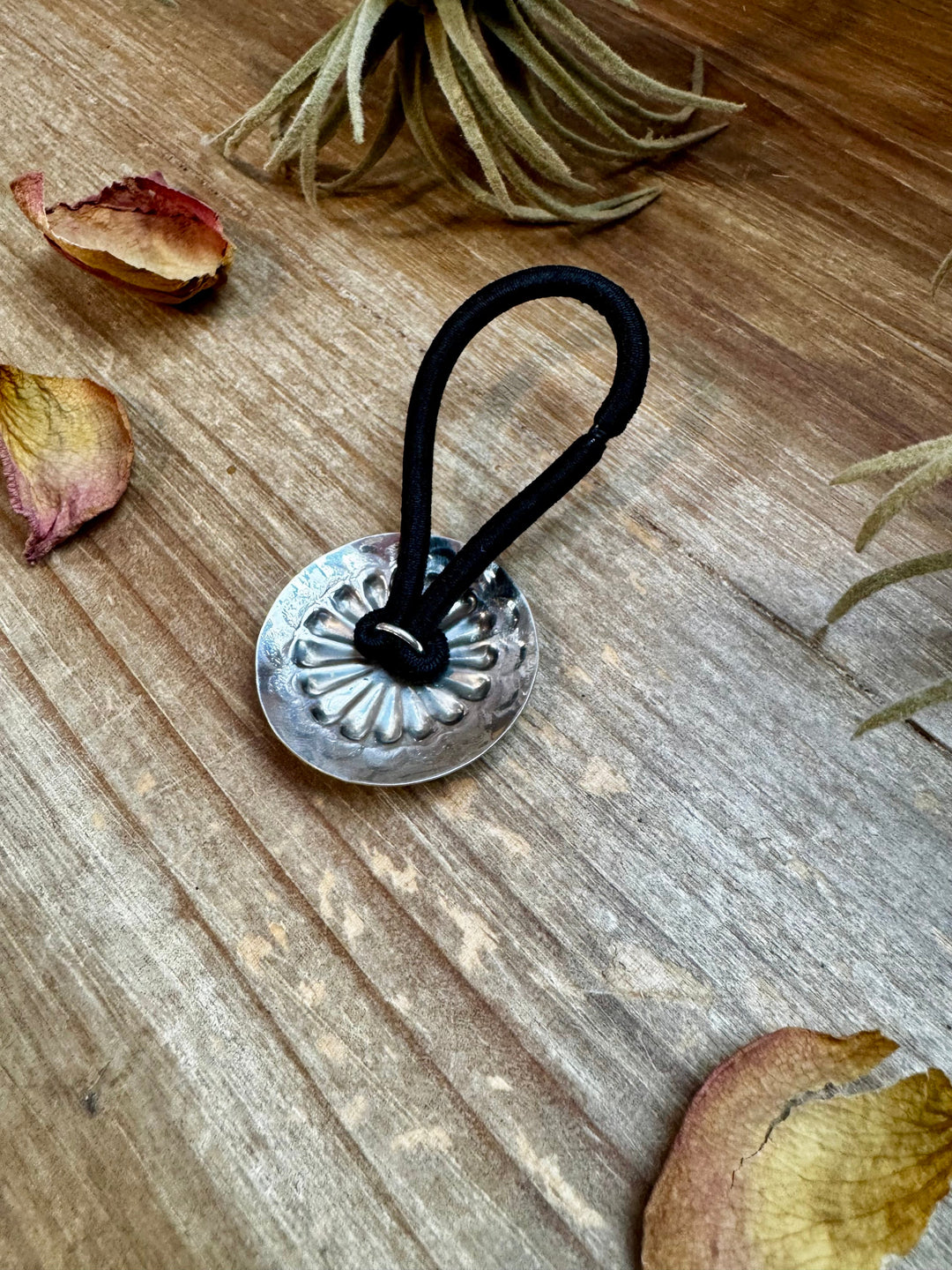 Sterling Silver Hair Tie – Stamped Concho Detail hair ties Shopify Collective The Bijoux FAB Jewelry The Bijoux FAB Jewelry