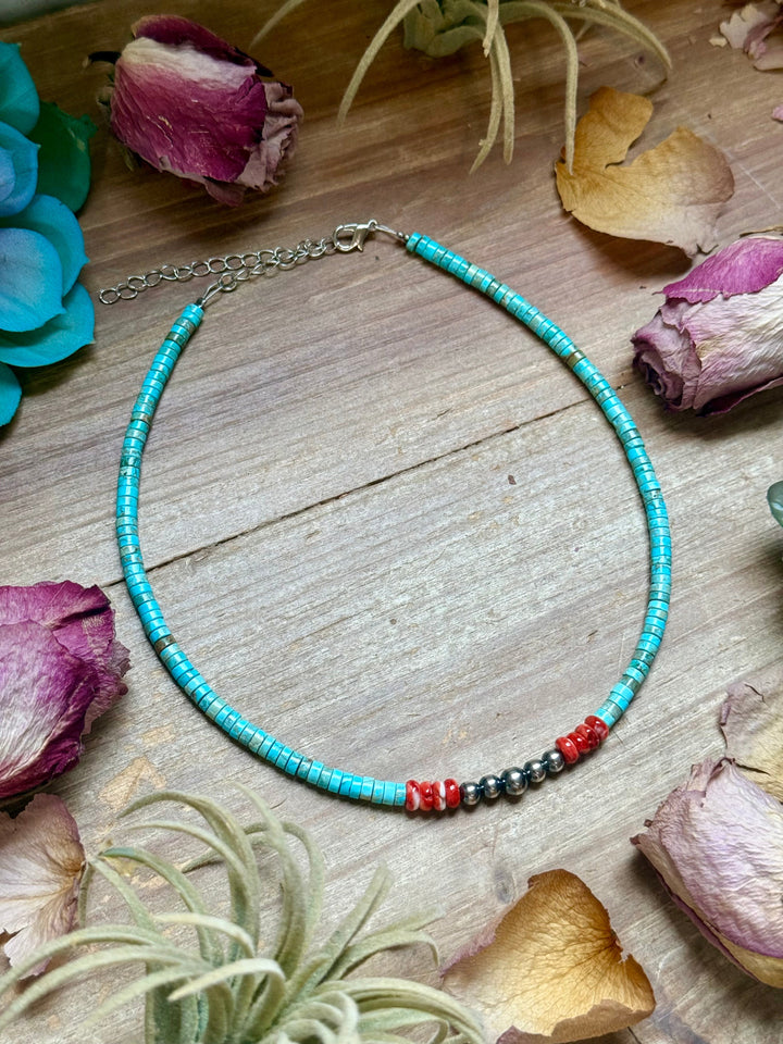 14” Vibrant Choker – Turquoise, Spiny Oyster & Sterling Silver chokers Shopify Collective The Bijoux FAB Jewelry The Bijoux FAB Jewelry