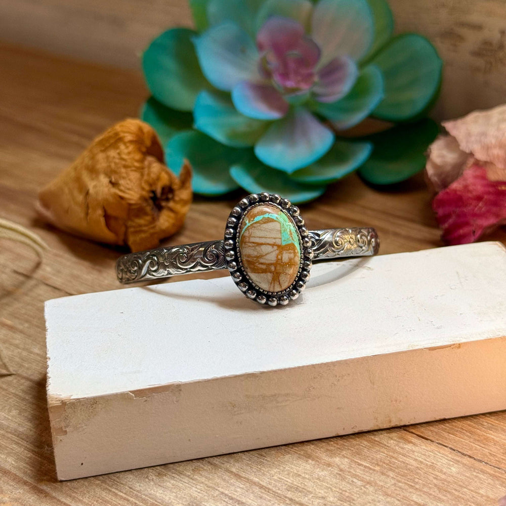 MJ Royston Turquoise Sterling Silver Cuff – Medium Stone cuff Shopify Collective The Bijoux FAB Jewelry The Bijoux FAB Jewelry