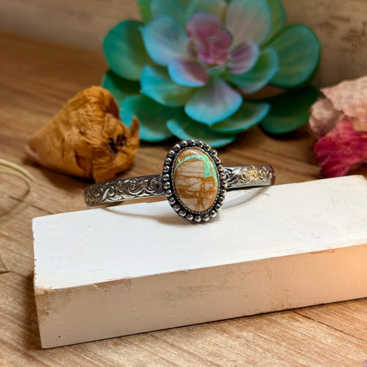 MJ Royston Turquoise Sterling Silver Cuff – Medium Stone cuff Shopify Collective The Bijoux FAB Jewelry The Bijoux FAB Jewelry