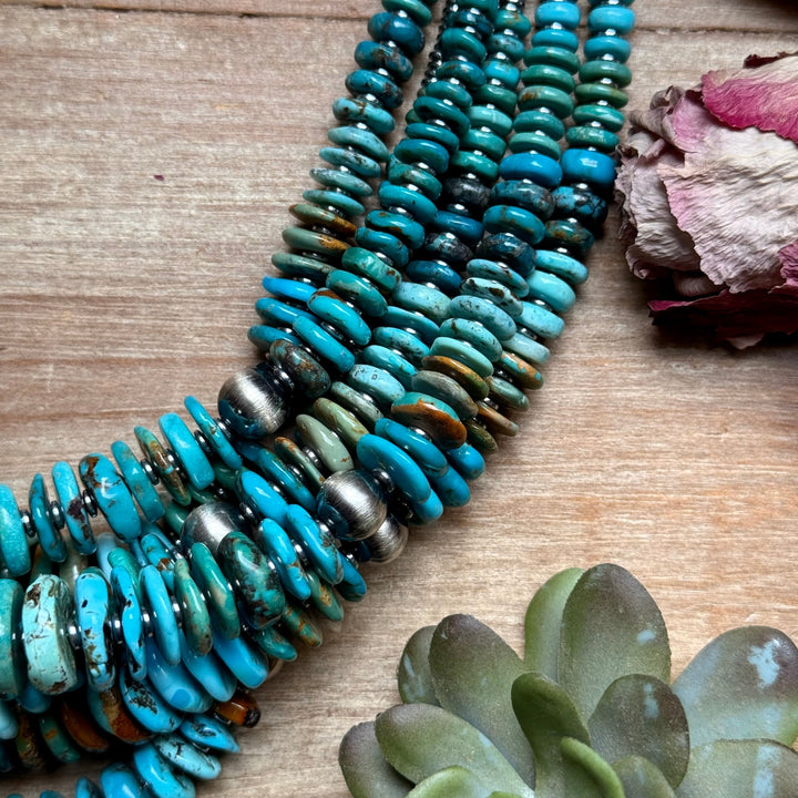 Tri-Color Turquoise Graduated Necklace with Hematite & Sterling Silver Accents – 23” Necklaces Shopify Collective The Bijoux FAB Jewelry The Bijoux FAB Jewelry