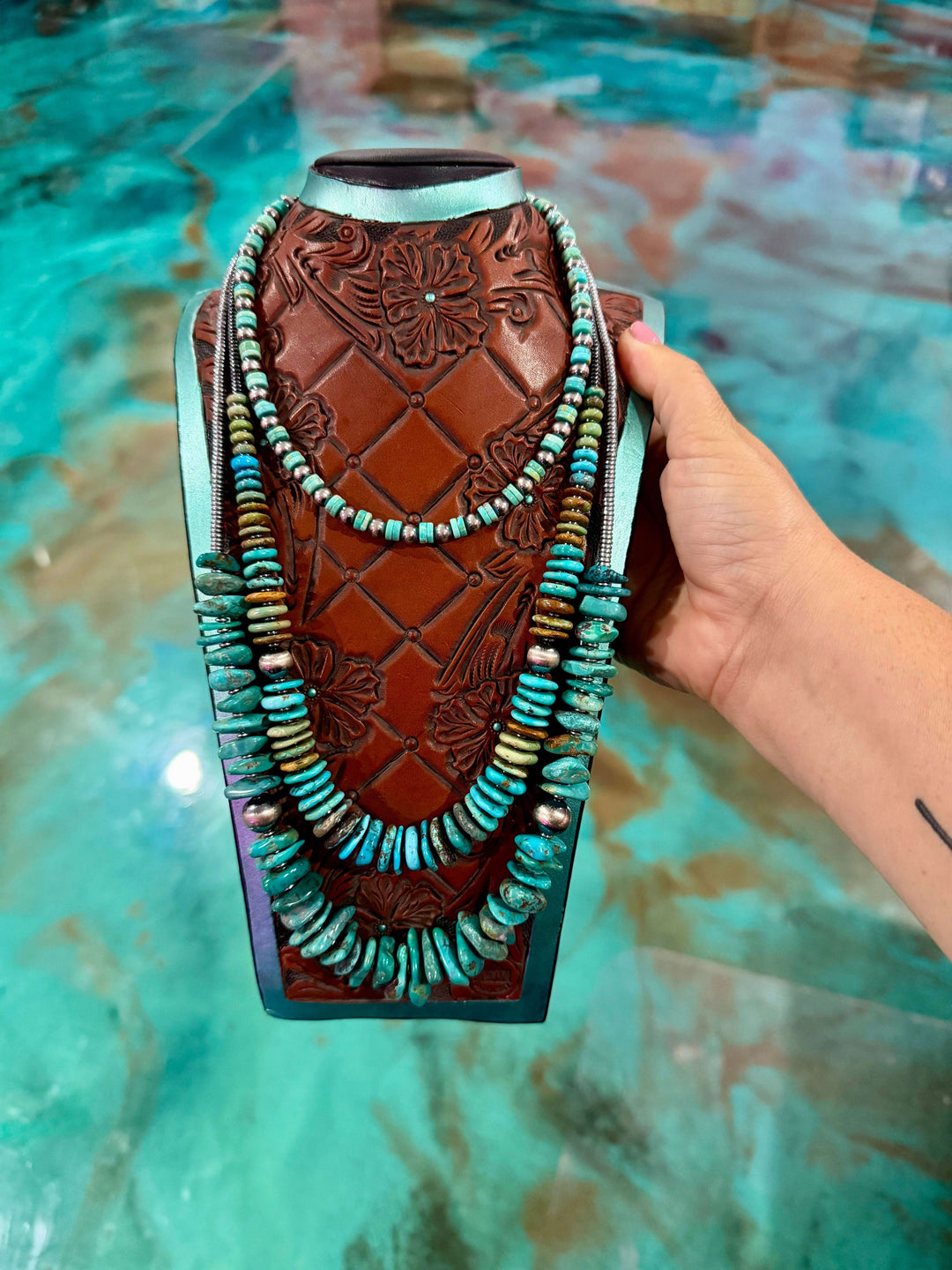 Chunky Turquoise Statement Stack – 3 Piece Set Necklaces Shopify Collective The Bijoux FAB Jewelry The Bijoux FAB Jewelry