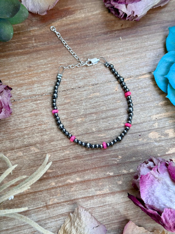 Pink Ethiopian Opal Bracelet – 3–4mm Sterling Silver Pearls Bracelets Shopify Collective The Bijoux FAB Jewelry The Bijoux FAB Jewelry