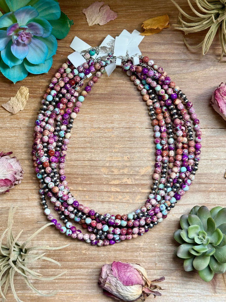 Purple Variscite & Sterling Pearl Necklace 18.25” Necklaces Shopify Collective The Bijoux FAB Jewelry The Bijoux FAB Jewelry