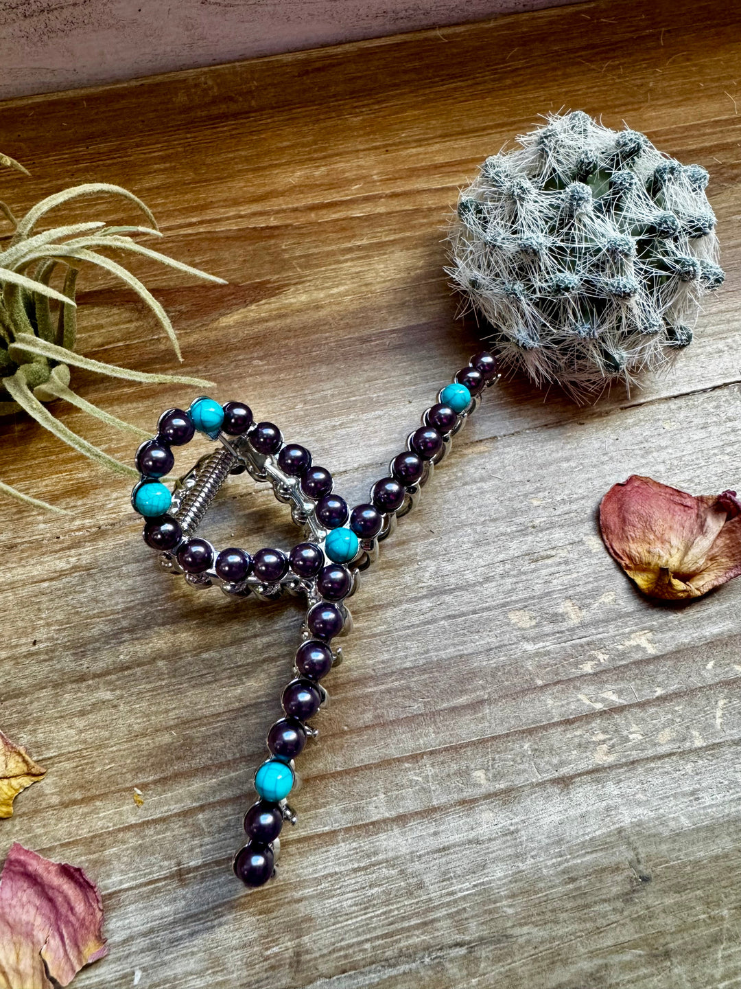 Turquoise and faux pearls Hair Clips - option 2 hair clip Shopify Collective The Bijoux FAB Jewelry The Bijoux FAB Jewelry